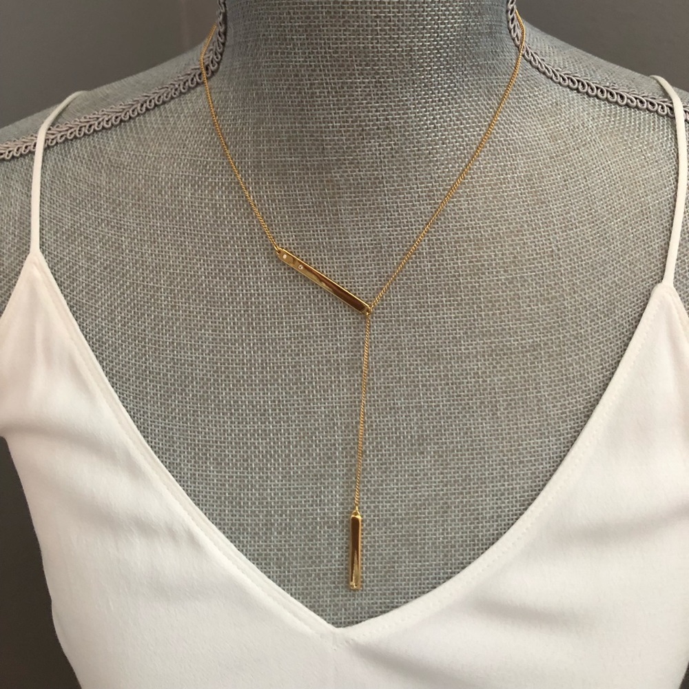 BaubleBar “J” initial gold drop necklace